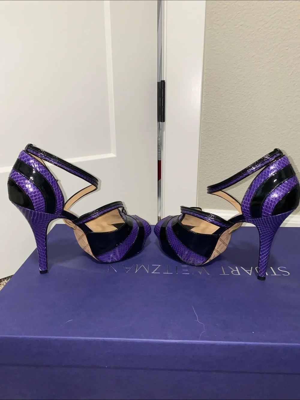 Vintage LAMB purple and Black Strappy High Heel Sandals - Women's Dress Shoes